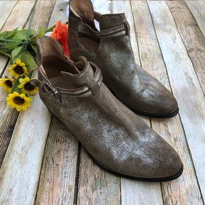 Seychelles tourmaline metallic suede ankle booties